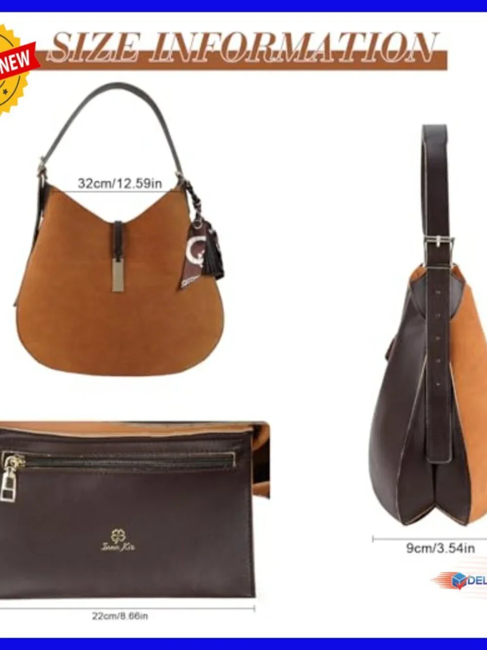 Medium Vegan Suede Hobo Bag with Magnetic Closure & Adjustable Strap